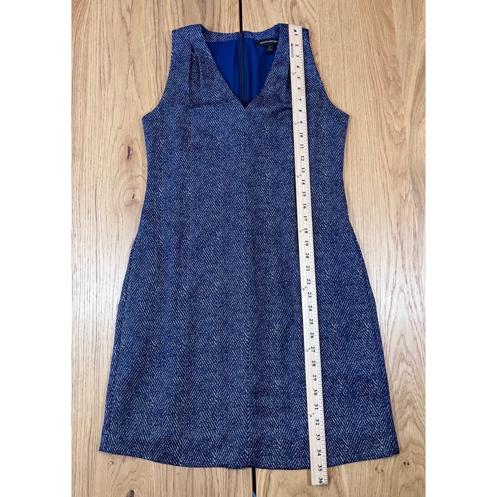 Banana Republic Herringbone Shift Dress Womens Size 2 XS Blue Office - Picture 10 of 11